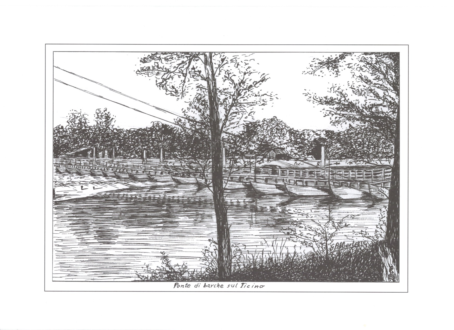 Ponte di barche sul Ticino